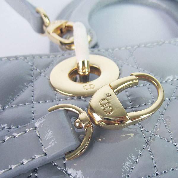 Christian Dior 1886 Patent Leather Shoulder Bag-Gray